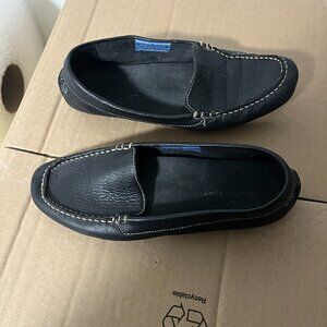 Rockport Seaworthy driving moc Loafer Black flats Shoe washable Leather Size 8